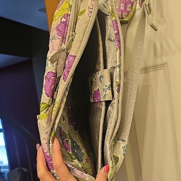 Vera Bradley Floral Quilted Laptop Backpack in Purple and Green - Picture 6 of 12
